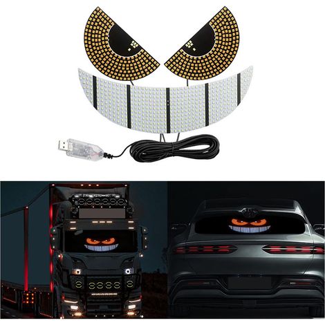 USB-Plug-and-Play-LED-Augen für den Fahrzeuginnenraum, 11 dynamische LEDs, Teufelsaugen für Autos, Teufelsaugen für die Windschutzscheibe, personalisierte Auto-Augenlichter (1/5)