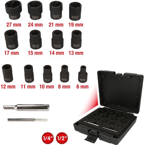 KS Tools 1/4"+1/2" Spiral-Profil-Kraft-Stecknuss-Satz, 15-teilig (1/5)