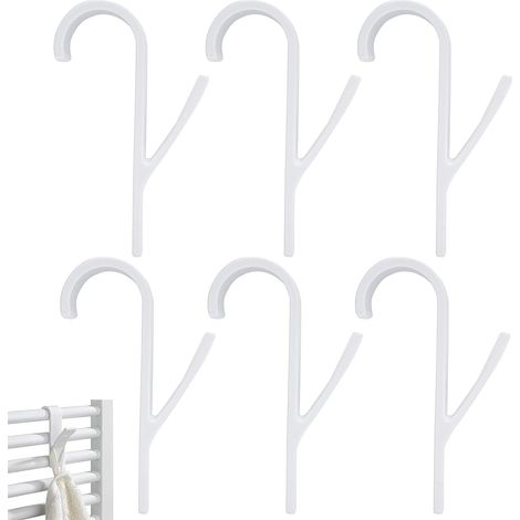 Crochet Radiateur Seche Serviette pour Radiateurs PlastiqueCrochet Salle De Bainpour Tous Les Standards(Blanc) 6 pcs Plastique Blanc (1/5)