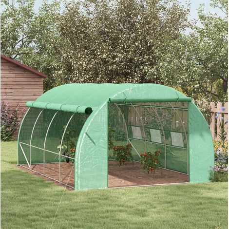Serra in film 397 x 300 x 200 cm, accessibile, protezione UV, verde HAVRYA (1/5)
