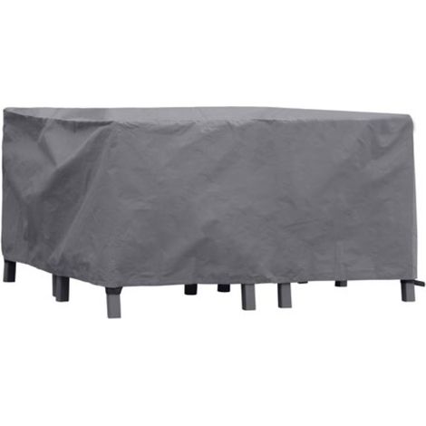 Perel Gartenmöbel Schutzhülle 240 x 180 x 75 cm, wasserdichte UV-beständige Allwetter-Abdeckung in Grau für mittelgroße bis große rechteckige Sets