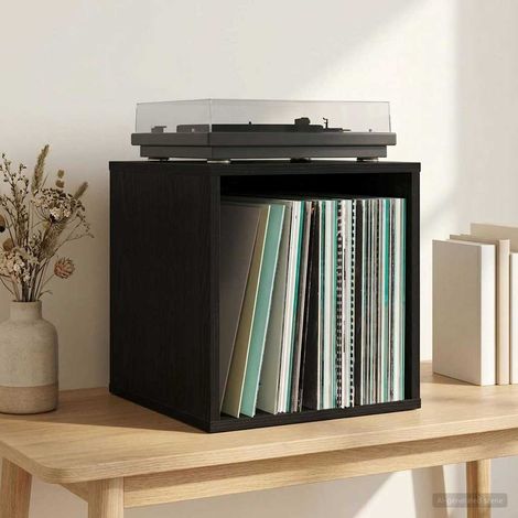 vidaXL Boîte d'albums vinyles Chêne noir 37 x 36,5 x 38 cm (1/5)