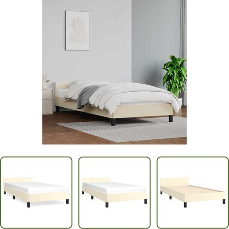 Kopfteil - Bettgestell mit Kopfteil ohne Matratze Creme 100x200 cm (1/5)