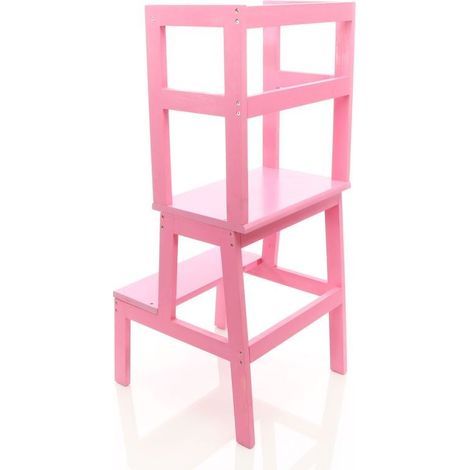 Tour d'observation et d'apprentissage pour enfant en bois rose de 43x40x92 cm (1/5)