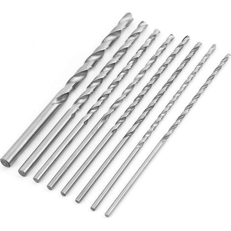 Rosvola – Foret hélicoïdal HSS 200mm – Lot de 8 mèches pour perçage bois dur et aluminium – Découpe précise et rapide