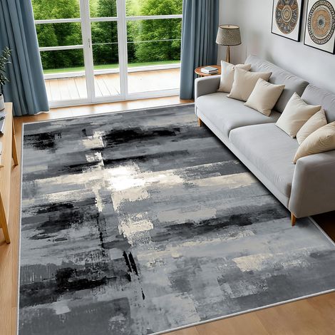 Tapis Poil Ras Salon Moderne Doux Moquette Chambre 160X230cm Lavable Descente De Lit pour Cuisine, Salle à Manger, Bureau Couloir-Tapis Multicolore (1/5)