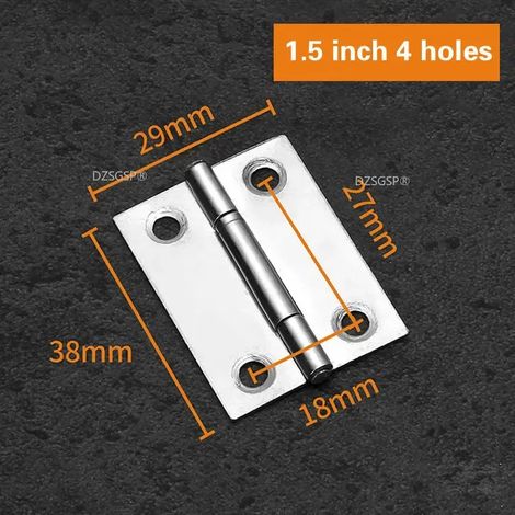 (1,5 pouce, 4 trous) Accessoires Charnière plate en acier inoxydable 304, épaisse et de haute qualité, disponible en 2 pièces (1/1,5/2/2,5/3/4 pouce) Quincaillerie pour meubles (1/5)