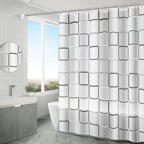 Rideau de Douche Anti Moisissure, Rideaux de Douche Séchage Rapide, Rideau de Douche Imperméable, Lavable Rideaux de Bain avec 12 Crochets, pour Baignoire, Salle de Bain, 180 X 200 cm (1/5)