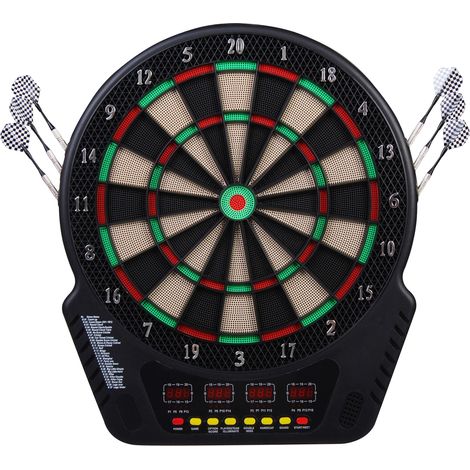 Cible Jeu de flechettes électronique Professionnel 27 jeux 243 variations - Fléchettes pour 1 à 16 joueurs, 6 fléchettes et 24 pointes souples, convient pour les fêtes et les soirées de jeu