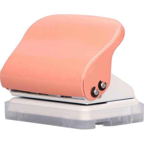3-Loch-Locher, ergonomisches Design, schnelle Positionierung, lackiertes Metallgehäuse, für Dokumente, Pastellorange (1/5)