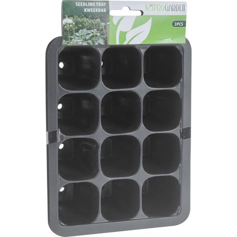 Semillero en bandeja para 12 macetas set de 3 pcs 18.5x14x5,5cm progarden