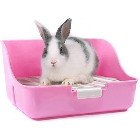 Bac à litière pour lapins facile à nettoyer, pour l'apprentissage de la propreté, pour petits animaux/lapins/cochons d'Inde/furets (rose) (1/5)