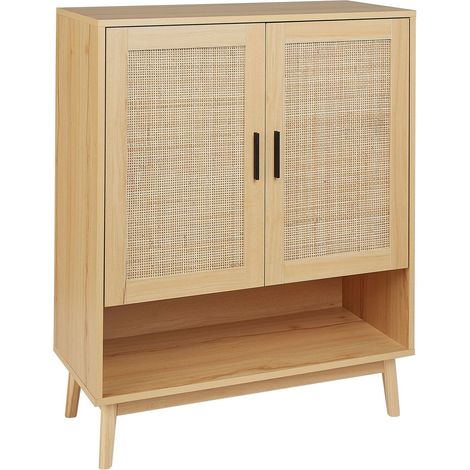 Shoe Storage Cabinet PEROTE Rattan Light Brown