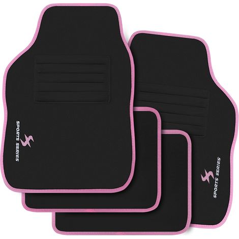 WOLTU Universal Car Floor Mats Set of 4 Car Floor Protectors Car or Van Carpet Covers Pink Car Accessories (1/5)