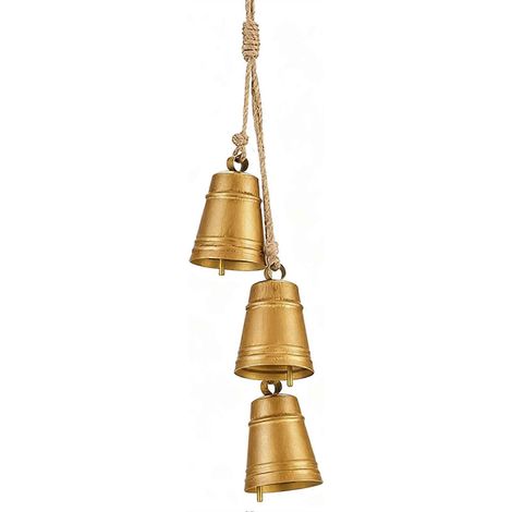 Cloche décorative vintage en fer forgé avec corde de chanvre, style rustique, idéale pour Noël, entrée, jardin, ferme et mariage (Type A) (1/5)