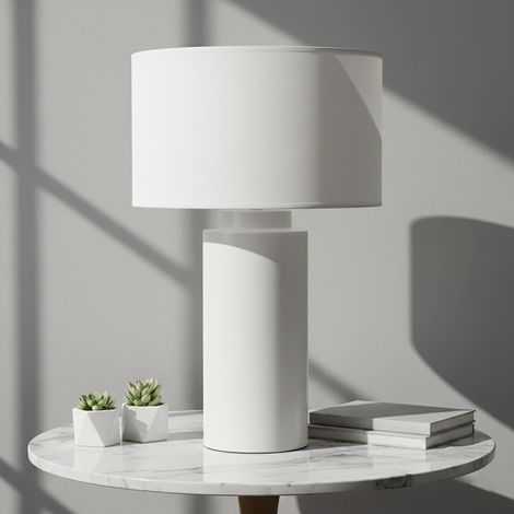 Lámpara de Mesa Cerámica Blanca Serie ALBERT (1/5)