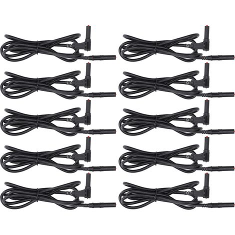 Lot de 10 Cordons de Test Multimètre 4mm Mâle-Mâle, Fiches Banane Adaptateur Connecteur J.70018 Noir (1/5)