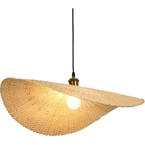 Luminaire , lustre , naturel - lampe suspendue en tressé naturel , douille E27 - possibilité ampoule LED 60W maxi, Diam. 40 (1/4)