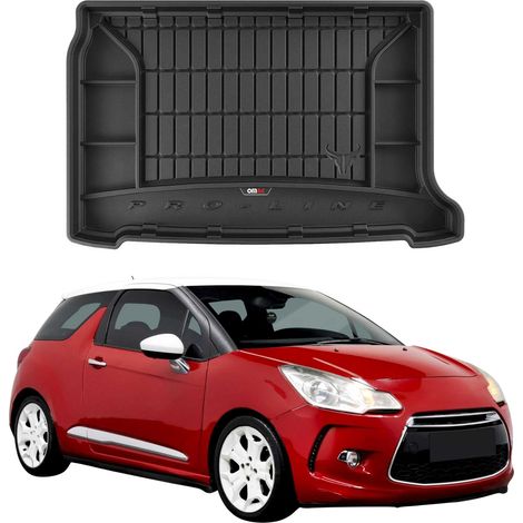 Tapis de Coffre 3D TPE Premium Compatible avec Citroen DS3 2009-2022 Bac de Protection de Coffre Intérieur antidérapant Revêtement de Coffre Bords Hauts pour Voiture Noir (1/5)