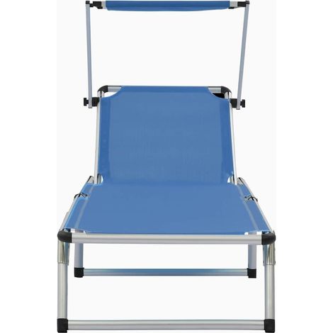 Maison Exclusive - Lettino Prendisole Pieghevole Tettuccio Alluminio Textilene Blu (1/5)