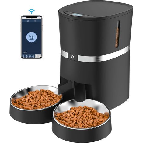 Distributeur Croquettes Chat Automatique 4L pour Chats & Chiens noir