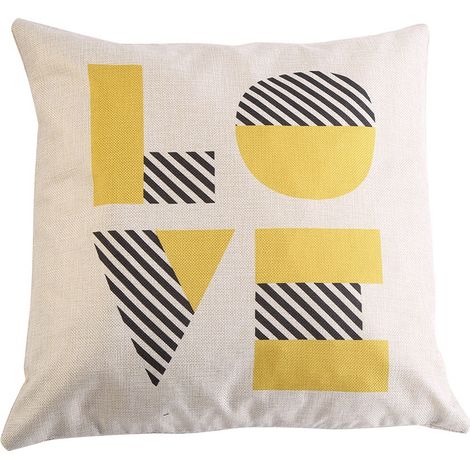 Housse De Coussin En Lin Avec Motif Love - Fermeture Éclair Invisible - Décoration Canapé Chambre Bureau - 1 Pièce (1/2)