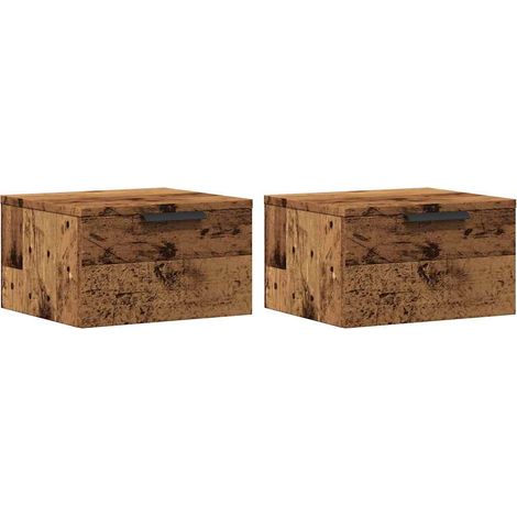 Maison Exclusive - Wand-Nachttische 2 Stk. Altholz-Optik 34x30x20