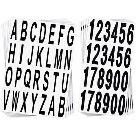 10 Feuilles Autocollants de Numéros Lettres de Boîte à Lettres Autocollants de Numéro Alphabet Noirs en Vinyle pour Maison Appartement Adresse Fenêtre Porte Voiture Camion (1/4)