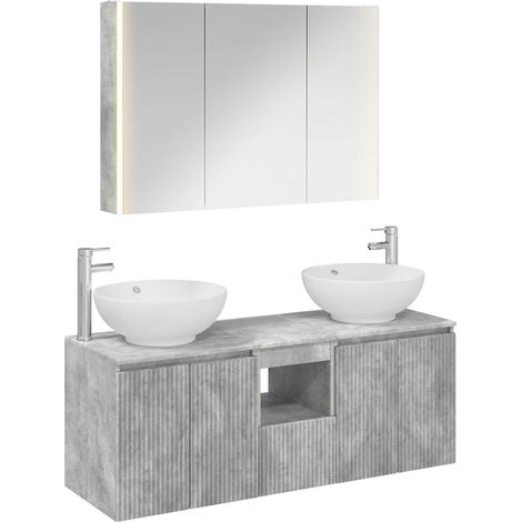 Bathroom Cabinet Set 4 pcs Concrete Grey Engineered Wood vidaXL (1/5)