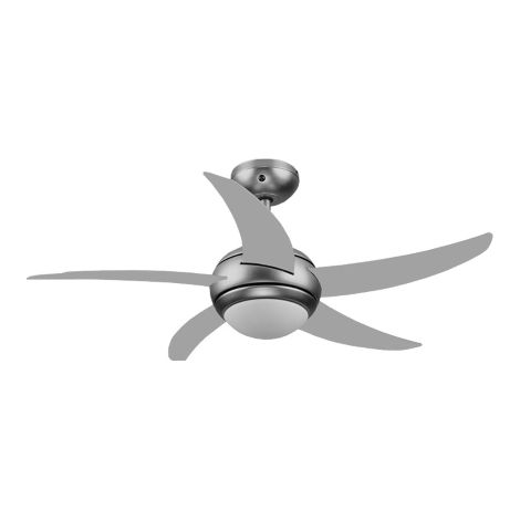Idroweb – Ventilateur de plafond argenté 65W 3 vitesses – Télécommande – Point lumineux – 130 cm pour salon