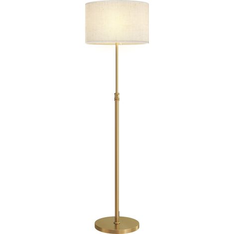 Lampadaire sur pied salon, lampe sur pied dimmable avec télécommande, abat-jour en lin, hauteur réglable 133-168cm, doré (1/5)