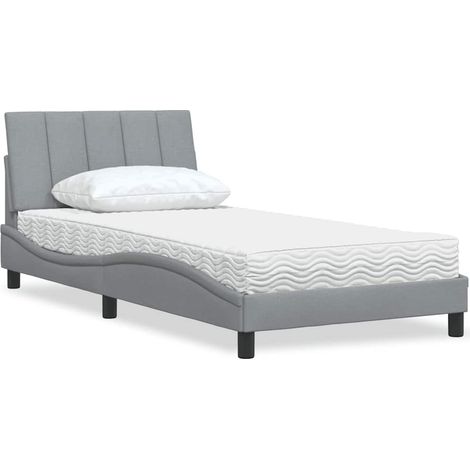 Lit avec matelas-Structure de lit-Lit Adulte gris clair 100x200 cm tissu 331413 (1/5)