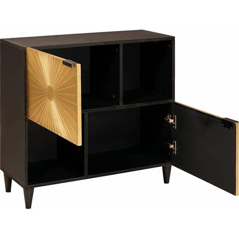 Meuble d'appoint avec stockage Noir et or 80 x 33,5 x 75 cm CFW840139 (1/5)