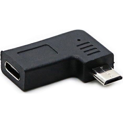 Adaptateur USB-C vers micro-USB coudé, connecteurs USB-C et micro-USB 5 broches (1/4)