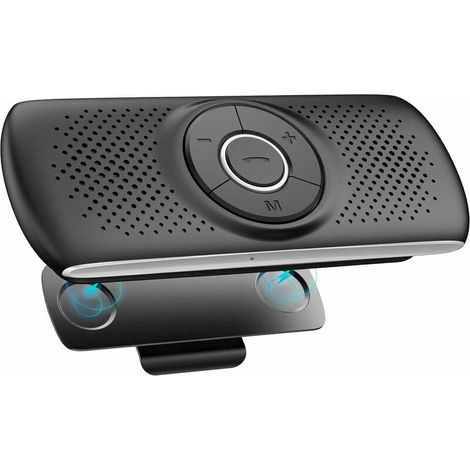 YMYNY Bluetooth 5.0 Kit manos libres para coche, altavoz, micrófono integrado con clip, compatible con GPS, ranura para tarjeta TF de música, reconexión automática (1/4)