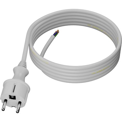 Netzkabel mit geradem Stecker, 3 m, 3 x 1,5 mm², 16 A, Schutzart IP44, weiß (1/5)