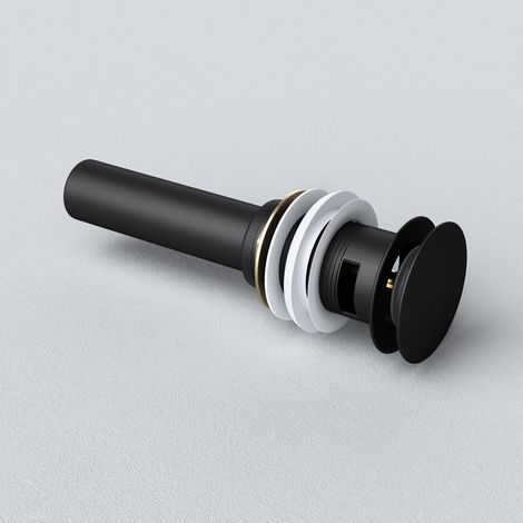 doporro® Tapones de Desagüe Lavabo Válvula Ø 62mm Push-up Válvula Desagüe PU004 Desagüe Universal Negro con Rebosadero
