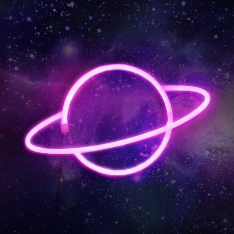 MINKUROW Forma De Planeta Luz De Decoración De Neón Batería Y Usb Alimentado Por Led Luz De Neón Letrero De Pared Lámparas Decorativas Para La Habitación De Los Niños Fiesta (Rosa) (1/5)