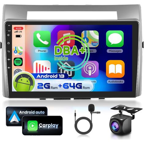 2+64G 9'' 2 Din Android Auto pour AR10 2004-2009 Radio Android Auto Carplay sans Fil Bluetooth RDS/FM + AHD Caméra de recul/DVR/Canbus (1/5)