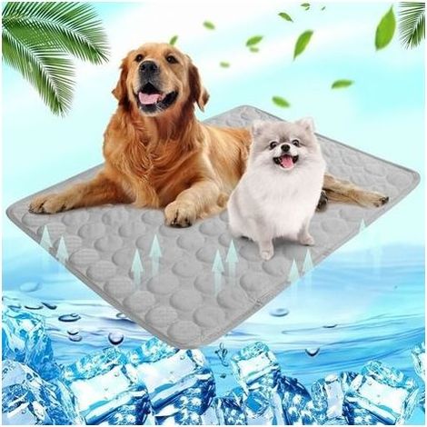 Kühlmatte M (60 x 50 cm) für Hunde und Katzen – Für den Sommer – Selbstkühlend – Waschbar – Wasserdichtes Kühlkissen – Rutschfest – Komfortabel – Grau (1/5)
