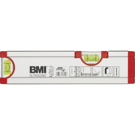 BMI  Nivel  ultrasónico  20cm  aluminio  plateado  ±  0,5mm/m  con  imán  -  692020M