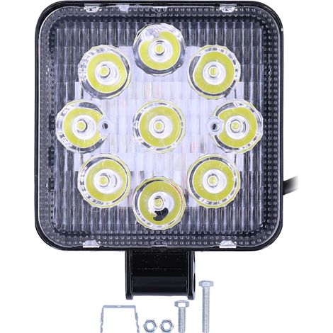 Phare de travail auto 9LED 27W projecteur carré IP67 aluminium PC pour voiture moto tout-terrain universel (1/5)