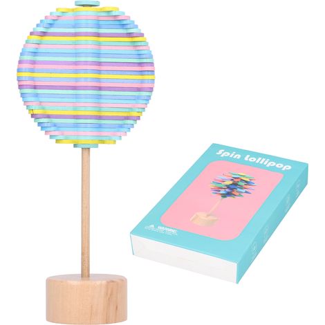 Jouet rotatif en bois anti-stress pour adultes - Décoration bureau multicolore avec socle (1/5)