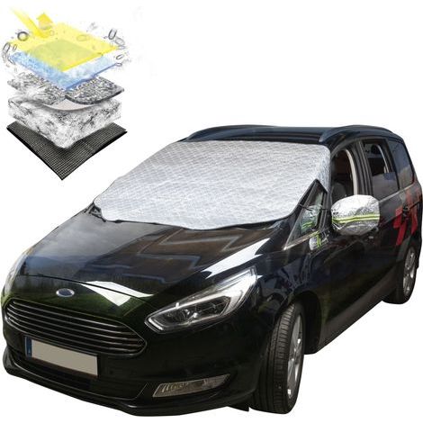 Walser – Protection thermique pare-brise 157x126 cm – 4 couches avec aluminium – Housses rétroviseurs latéraux réfléchissantes – Protège UV et gel