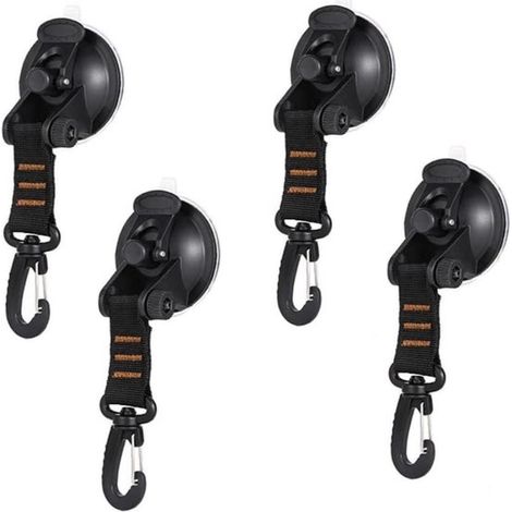 Dailygoods，Juego de 4 ganchos con ventosa，Ventosas extrafuertes，Aptos para vidrio liso，Hasta 10 kg，Material ABS duradero，Para camping y coche (1/5)