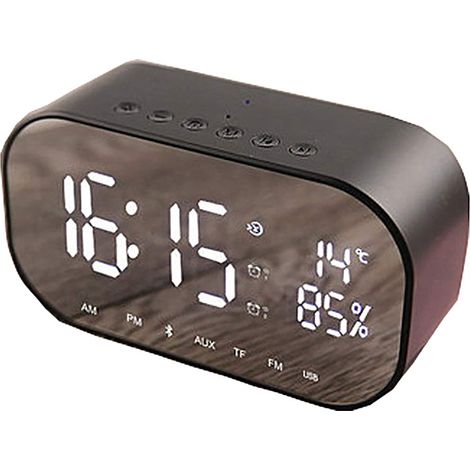 Radio-réveil numérique, haut-parleur Bluetooth sans fil, chargement USB, carte AUX TF, lecture de bureau (noir) (1/5)