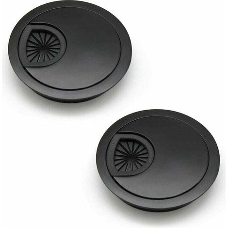 60mm Cable Grommet Cable Hole Cover for Desks and Worktops Colour: Black Material: Zinc Alloy 2 Pieces (1/4)