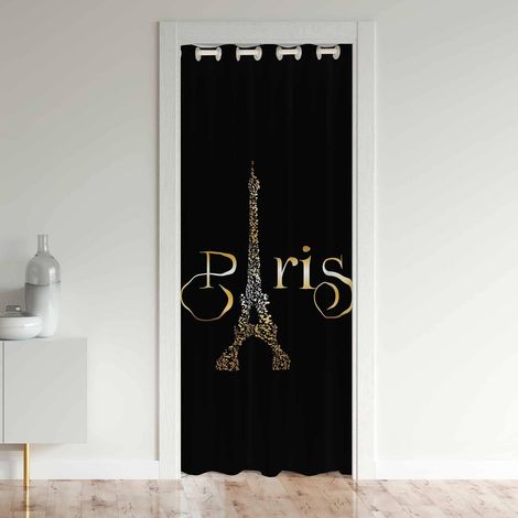 La Tour Eiffel Rideau de Porte 86x203cm Paris Rideaux Interieur Salon Chambre pour Chambre Salon Rideaux Exterieur d'entrée Valentines Rideau Occultant - 86L X 203H cm (1 Panneaux) (1/5)