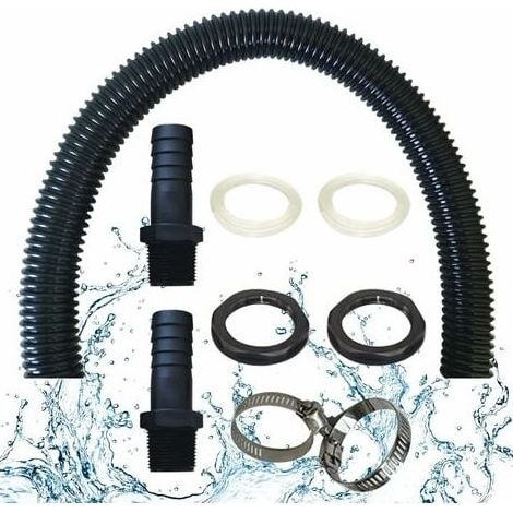 Tuyau De Raccordement Du Recuperateur D Eau De Pluie, Y Compris 2 Douilles De Tuyau Avec Contre-Écrou - Kit De Raccordement Pour Tonneau De Pluie (50cm) (1/5)