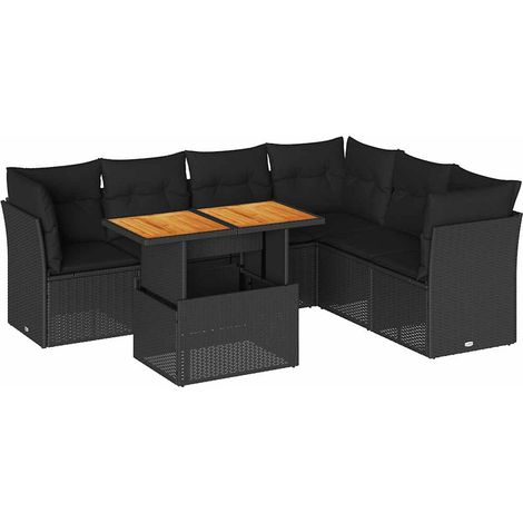 Set Divani da Giardino con Cuscini 7pz Nero Polyrattan vidaXL (1/5)